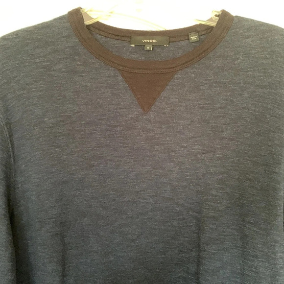 MENS VINCE LONG SLEEVE PULLOVER BLUE AND BLACK TOP SIZE MEDIUM COTTON/poly - Picture 2 of 7